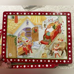 Set of 10 ELF ON A SHELF Christmas placemats by POTTERY BARN KIDS.
